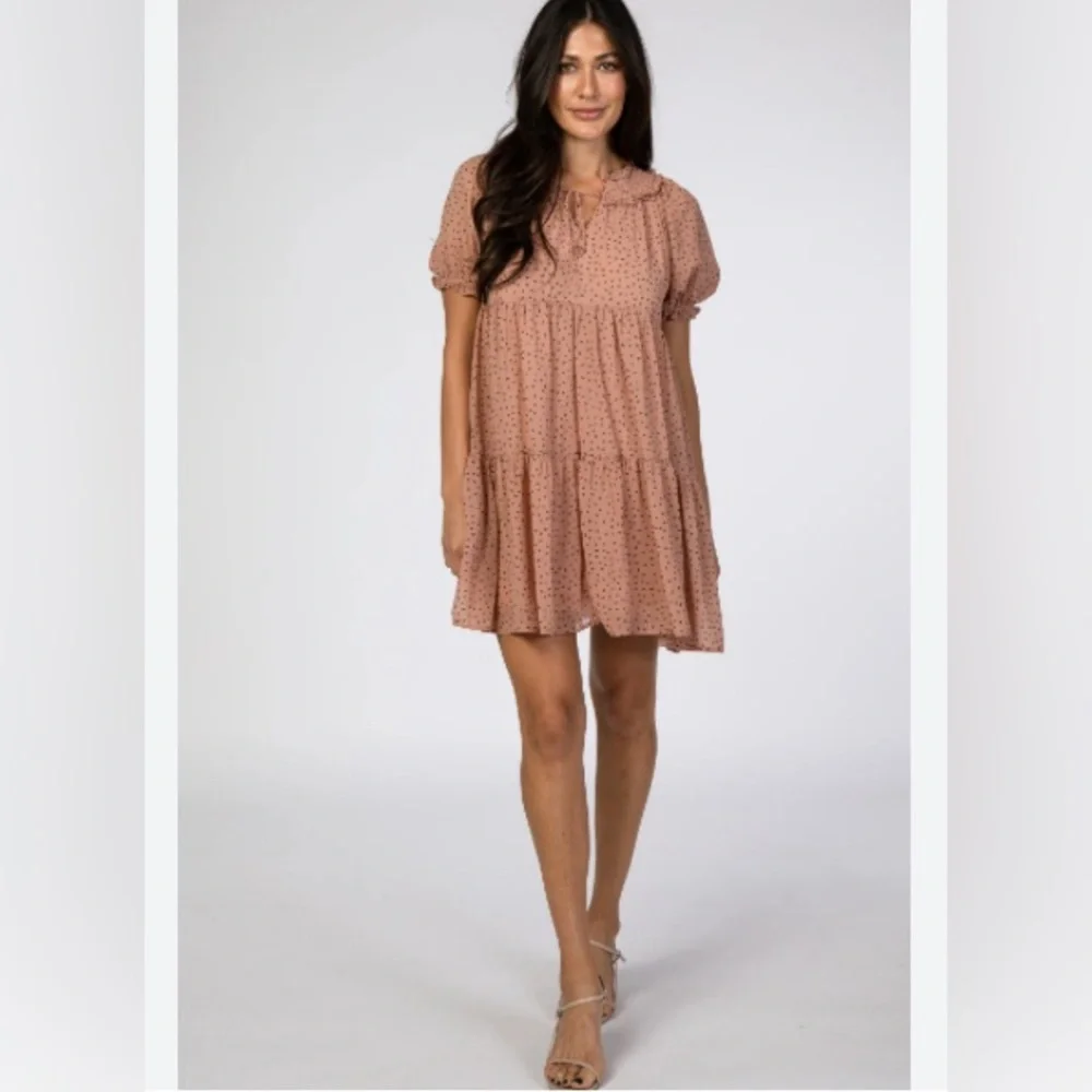 Merci Printed Front Tie Tier Dress | New Without Tags - Picture 2 of 10
